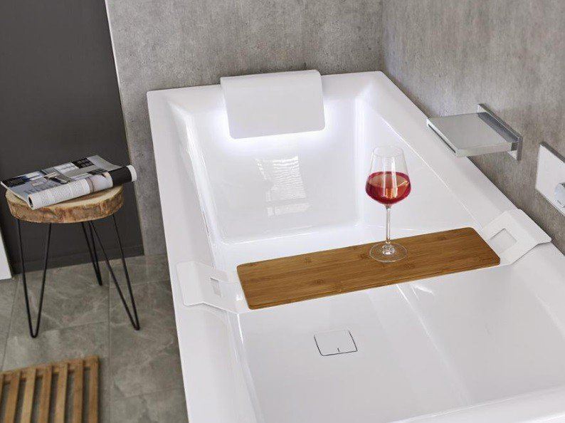 Бамбуковая полочка или мини-стол для ванны Riho 75-80см
